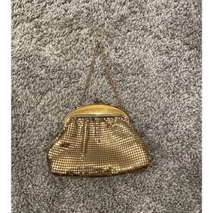 Vtg Whiting & Davis Gold Mesh Evening Clutch Bag With Box